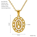 Gold color / 1 Piece Simple Series Daily Heart Hollow Letter A Stainless Steel  Gold Color Unisex Pendant Necklaces 